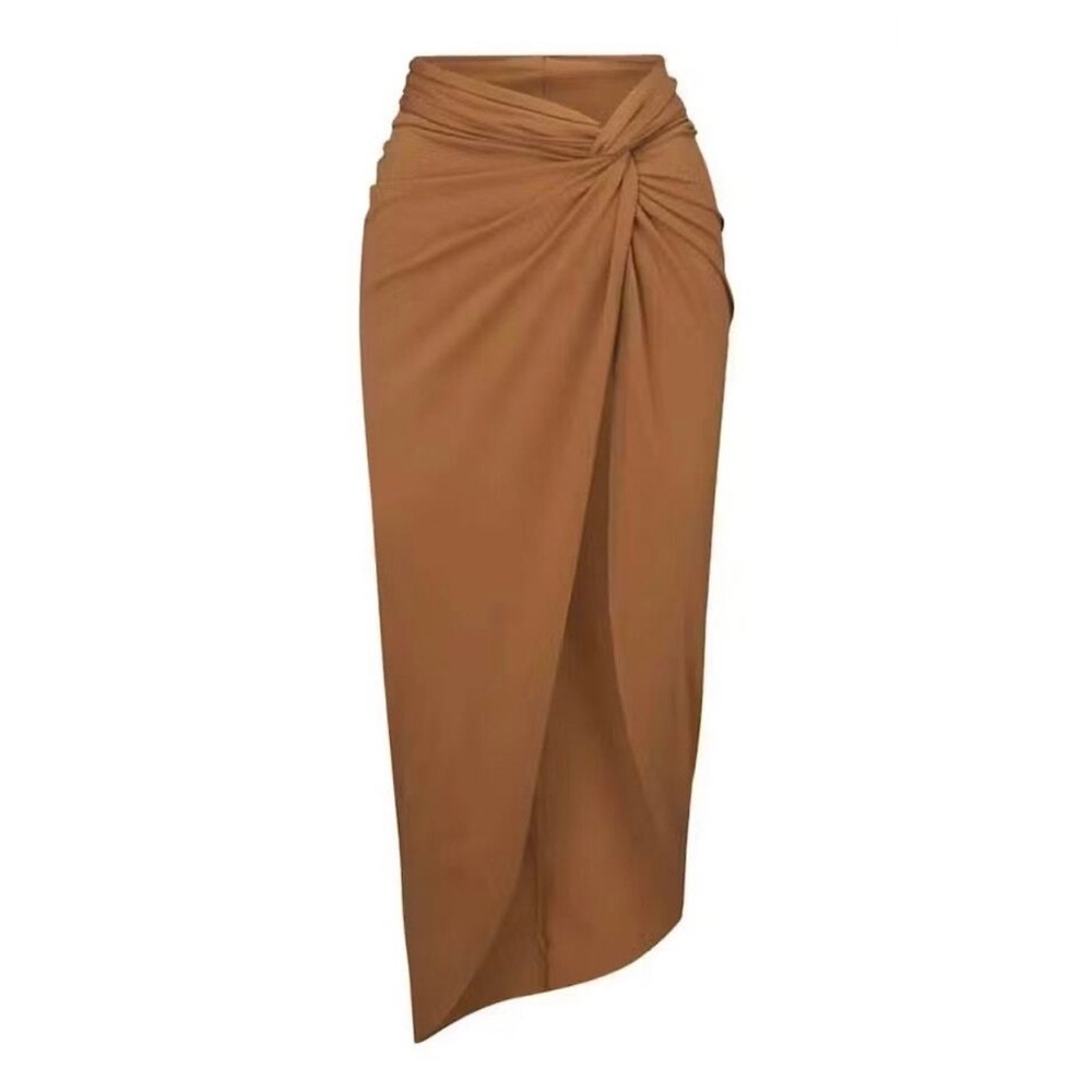 SKIMS swim Tan Sarong wrap Skirt in Almond